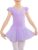 Flypigs Girls Ballet Leotard with Skirt Flutter Sleeve Skirt Ballerina Ballet Dress Criss-Cross Back Outfit, 120-160