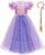 IMEKIS Kid Girls Rapunzel Costume Princess Halloween Carnival Cosplay Dress Up Sequin Floral Lace Tulle Tutu with Braided Wig Headband Fancy Birthday Party Outfit