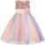 ChicSky Girls Party Dress Princess Sequin Rainbow Tulle Flower Girl Wedding Birthday Kids Party Dresses 3-10 Years
